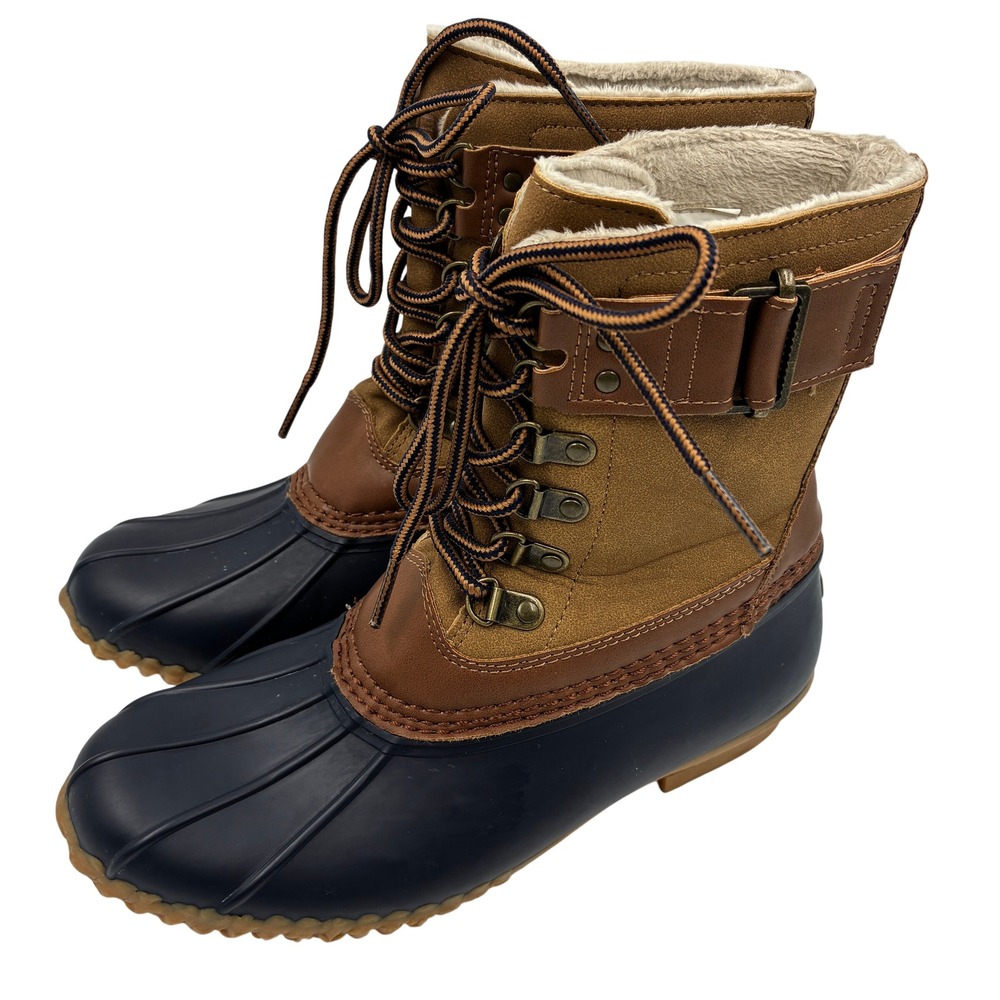 JBU by Jambu Calgary Women's Size 7M Weather ready Duck Boots Blue Brown FauxFur